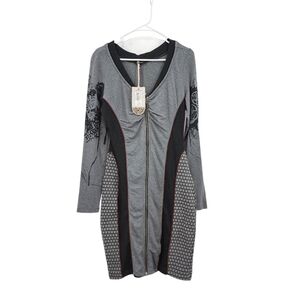 Anvrdie Women's Wool Blend Full Zip Fitted Artsy Sweater Dress